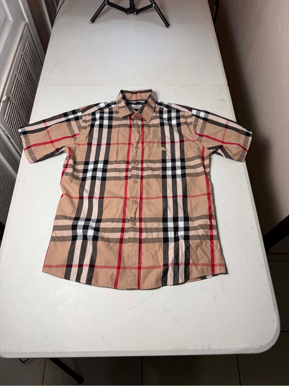 Burberry Women’s Vintage Check  button down Shirt Sz M Archive Beige
